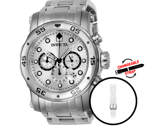 Invicta Pro Diver silver and white straps - 48mm